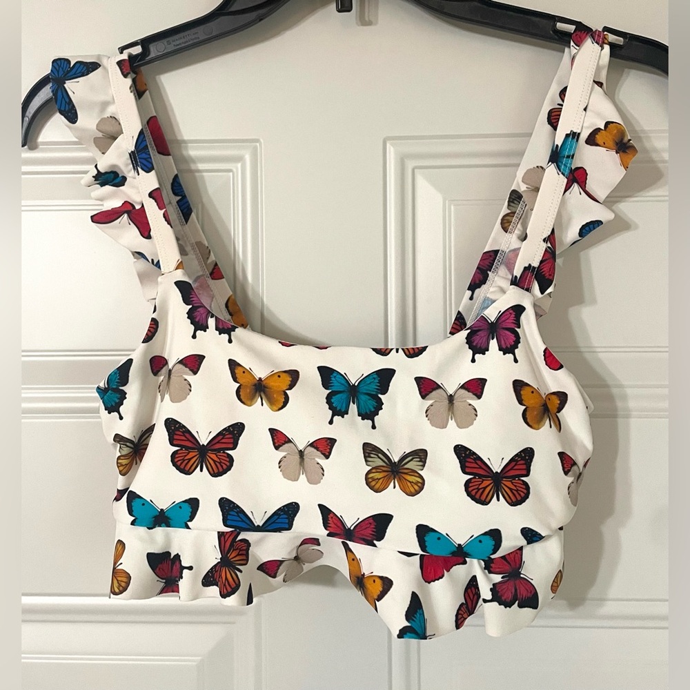Show Me Your Mumu Island Ruffle Butterfly Bikini Top Size Small Pool Beach Vacay - Picture 2 of 8